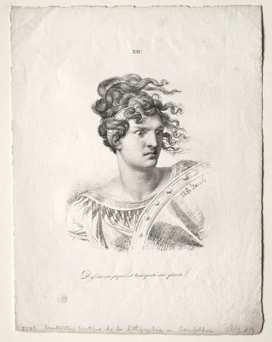 L'art de la lithographie: Head of an Amazon by Alois Senefelder, print, 1819