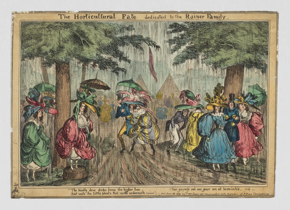 The Horticultural Fate–dedicated to the Rainer Family by William Heath, print, 1829