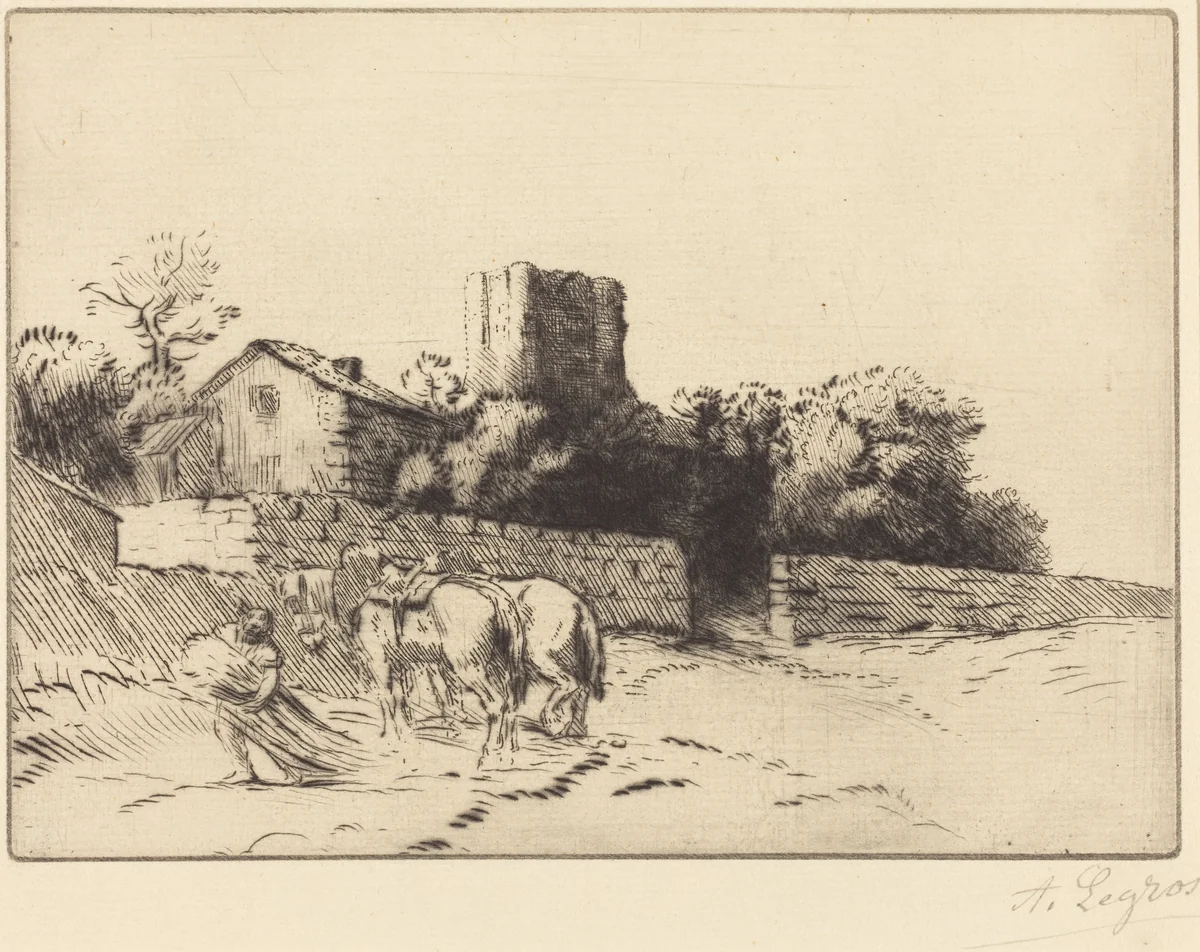 Rectory Wall (Le mur du presbytere) by Alphonse Legros, print, 1837-1911