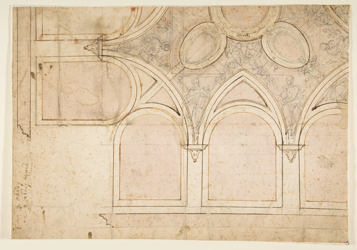 Design for the Ceiling Decoration in Vasari's House in Arezzo by Giorgio Vasari, drawing, 1511-1574