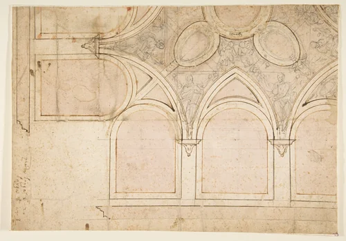 Design for the Ceiling Decoration in Vasari's House in Arezzo by Giorgio Vasari, drawing, 1511-1574