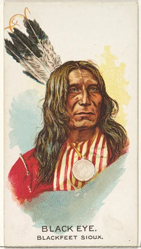 Black Eye, Blackfeet Sioux, from the American Indian Chiefs series (N2) for Allen & Ginter Cigarettes Brands by Allen & Ginter, print, 1888