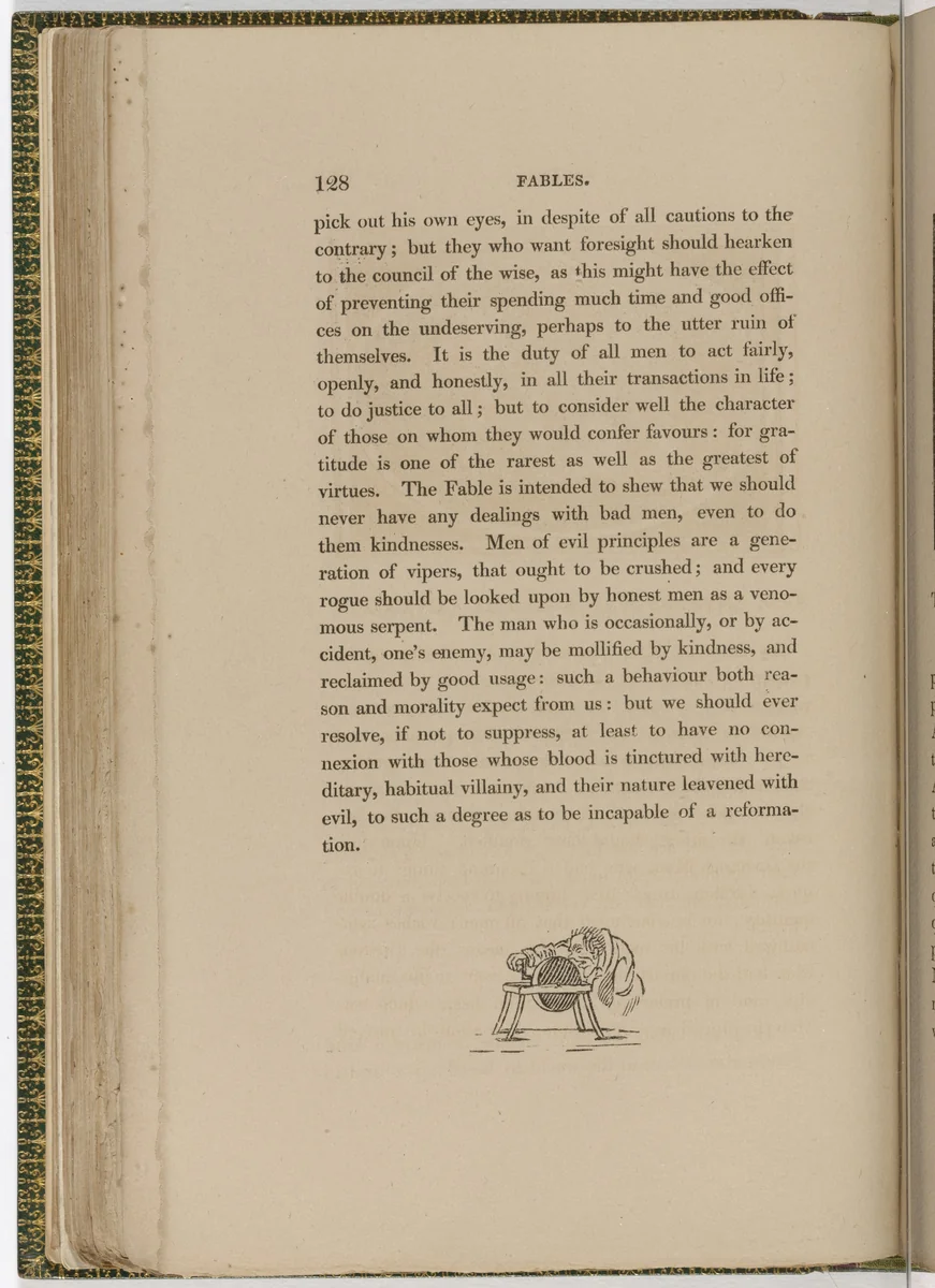 Tailpiece (page 128) from The Fables of Aesop by Thomas Bewick, illustrated book, 1818