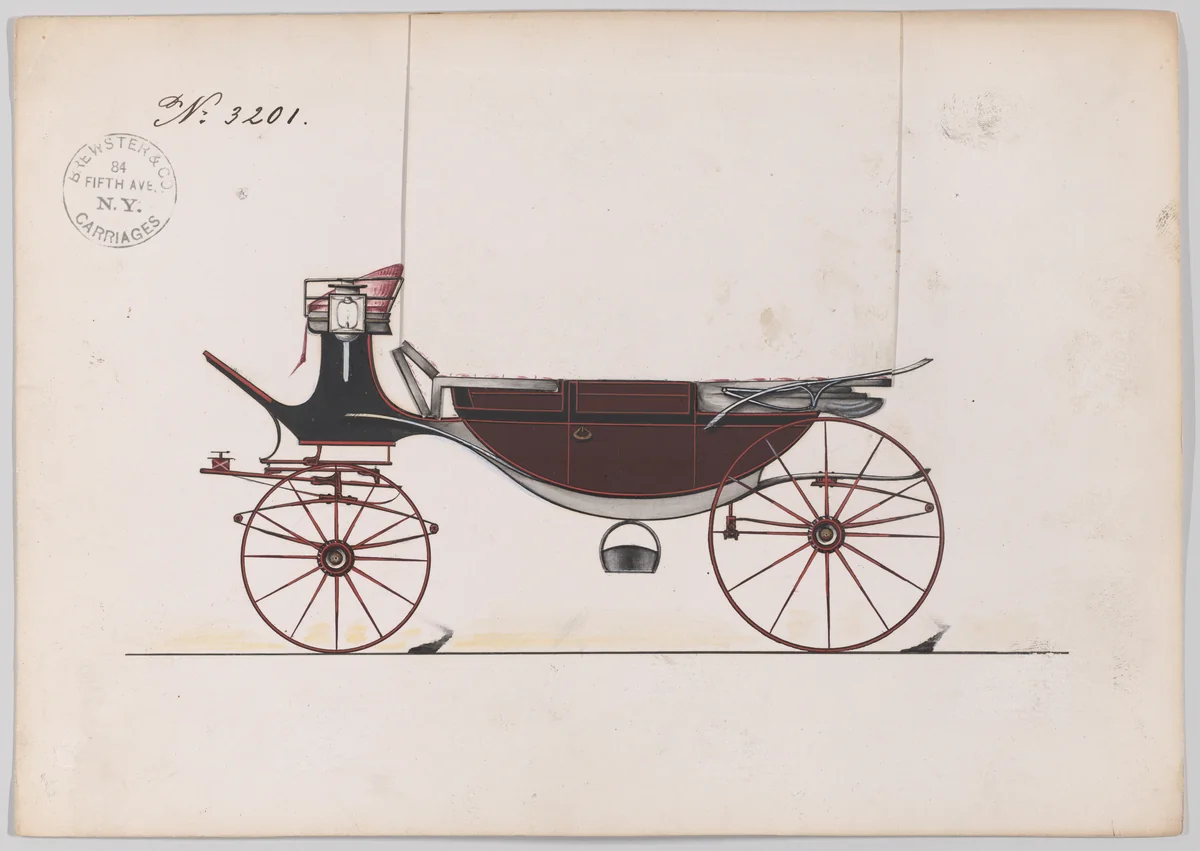 Design for Landau, No. 3201 by Brewster & Co., drawing, 1876