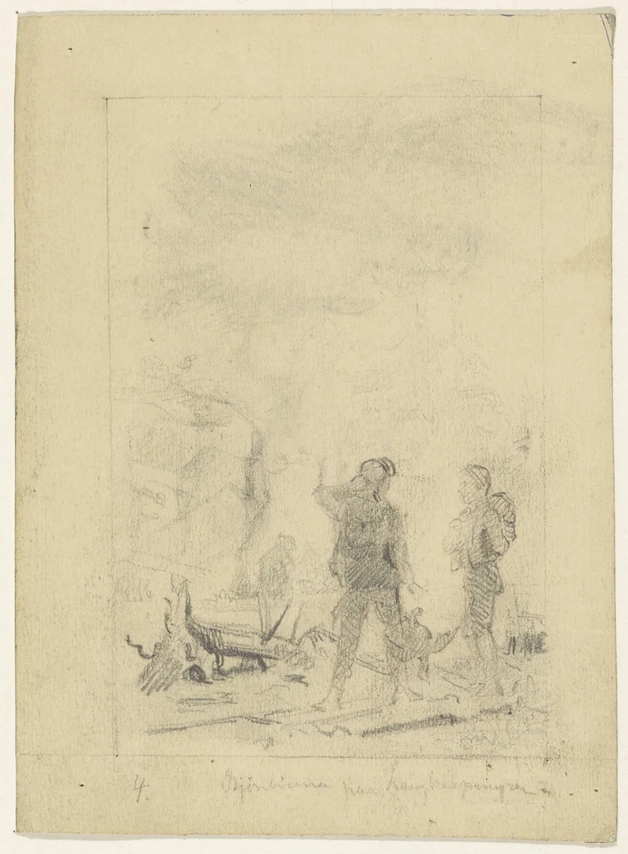 Twee jongens met een dode vogel aan een rotsige kust by Gerhard Peter Frantz Vilhelm Munthe, drawing, 1859-1929