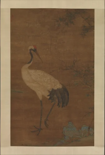 Crane in a bamboo grove by Unidentified Artist, painting, 1368-1433