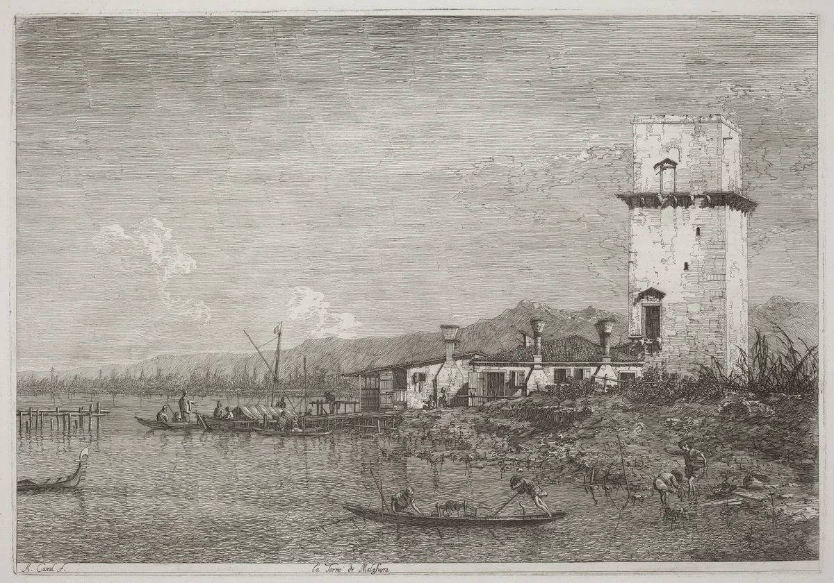 La Torre di Malghera by Canaletto, print, 1735-1746