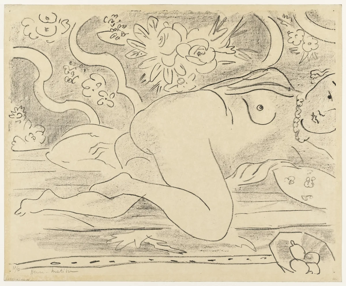 Reclining Nude with Bowl of Fruit (Nu couché a la coupe de fruits) by Henri Matisse, print, 1926