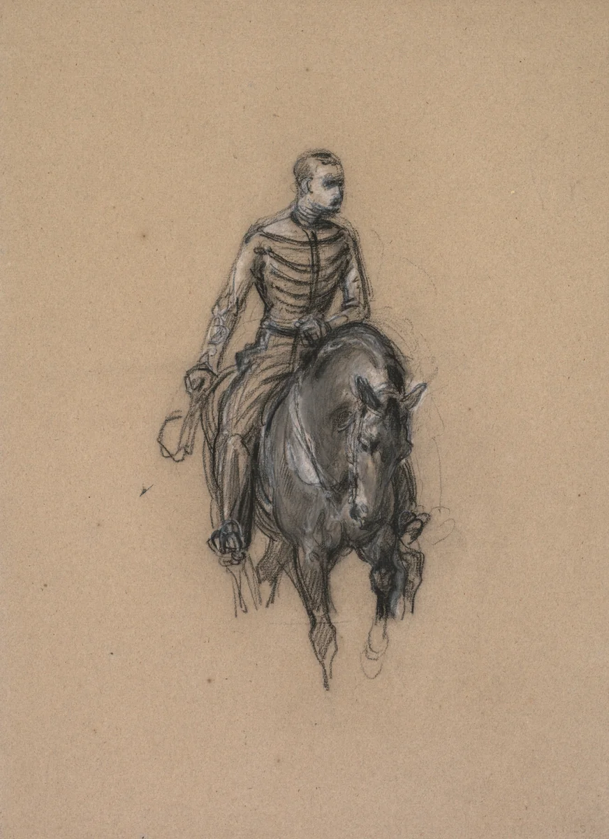 Militaire a cheval (Soldier on Horseback) by Isidore Pils, drawing, 1855-1865