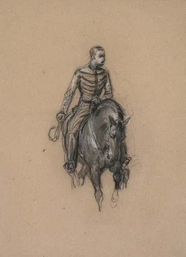 Militaire a cheval (Soldier on Horseback) by Isidore Pils, drawing, 1855-1865