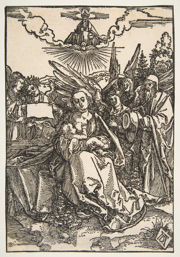 The Holy Family with Five Angels by Albrecht Dürer, print, 1503-1504