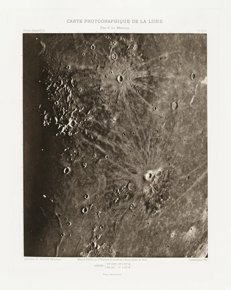 Carte photographique de la lune, planche XIV.A (Photographic Chart of the Moon, plate XIV.A) by Charles Le Morvan, photograph, 1902-1914