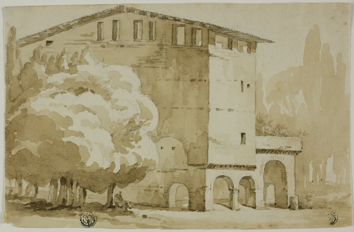 Medieval Granary in the Roman Campagna by Unknown Artist, drawing, 1700-1799