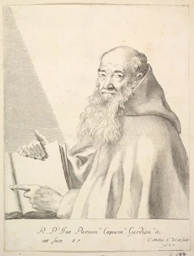 Portrait of Le Père Yves by Claude Mellan, print, 1677
