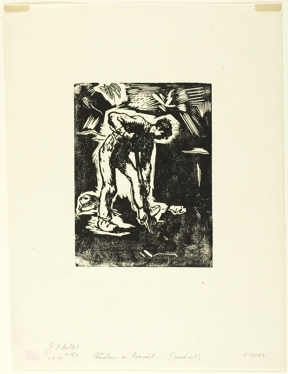 Peasant Digging by Jean-François Millet, print, 1863