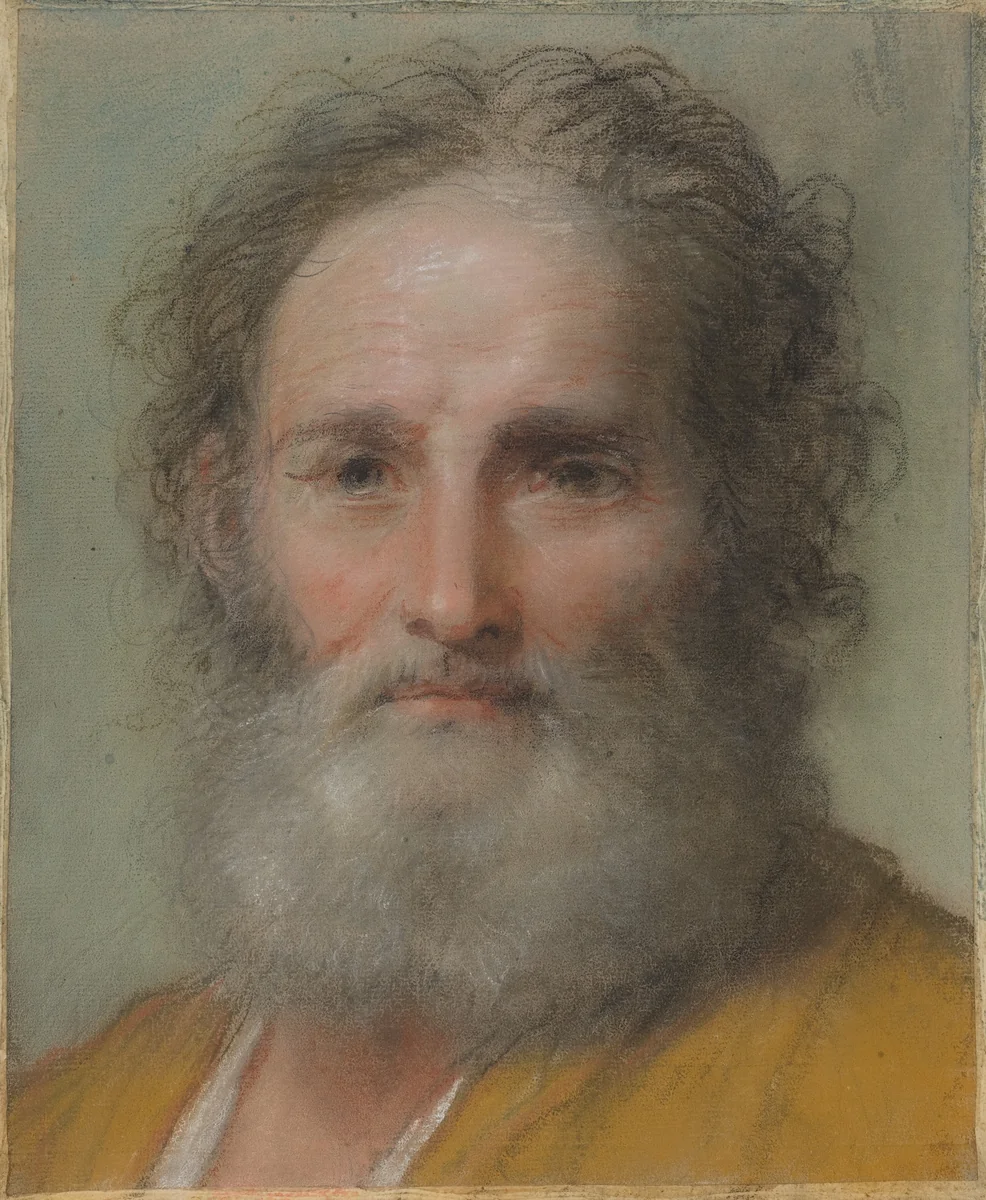 Head of a Bearded Man by Benedetto Luti, drawing, 1715