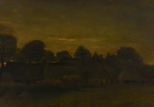 Farming Village at Twilight by Vincent van Gogh, painting, 1884