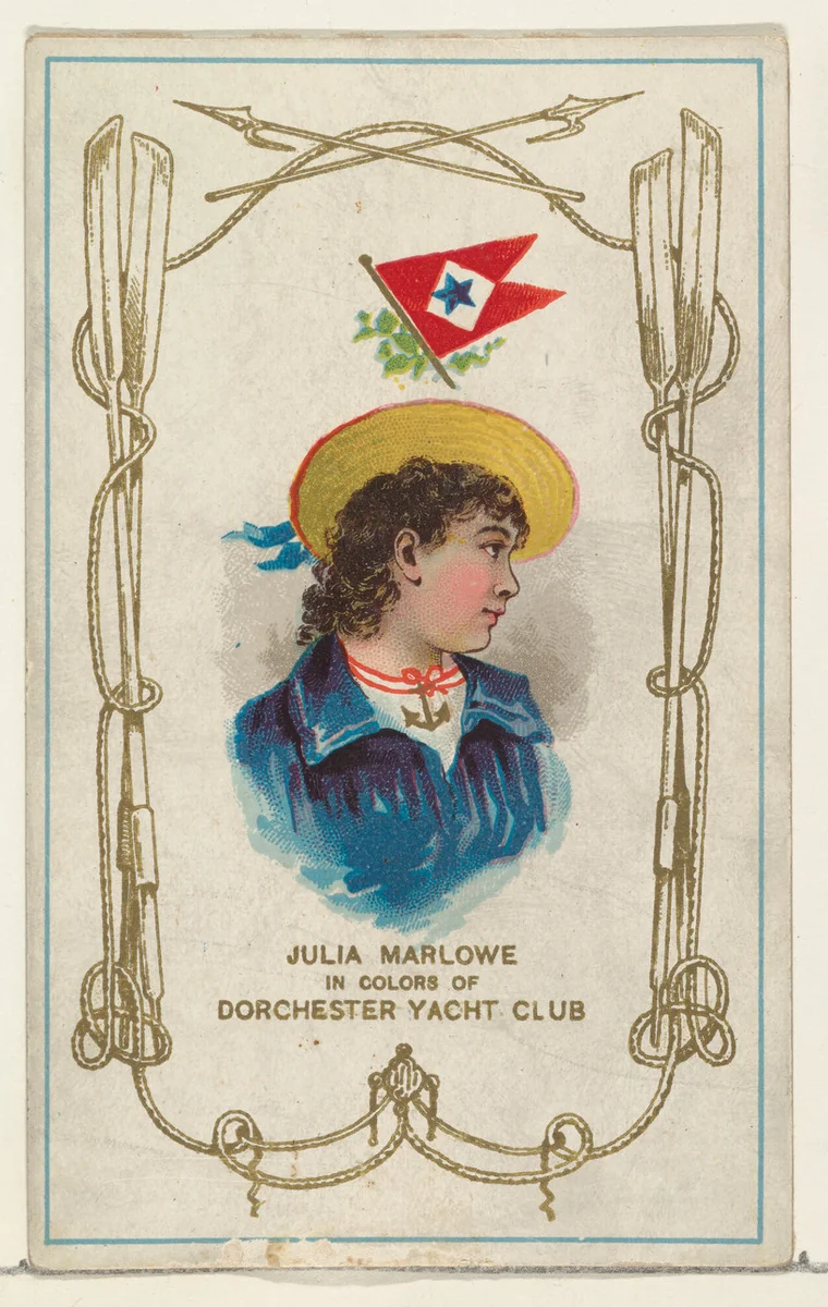 Julia Marlowe in Colors of Dorchester Yacht Club, from the Yacht Colors of the World series (N140) issued by Duke Sons & Co. to promote Honest Long Cut Tobacco by W. Duke, Sons & Co., print, 1890