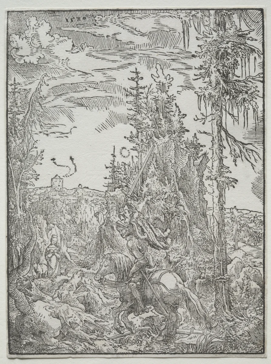 St. George and the Dragon by Wolfgang Huber, print, 1520