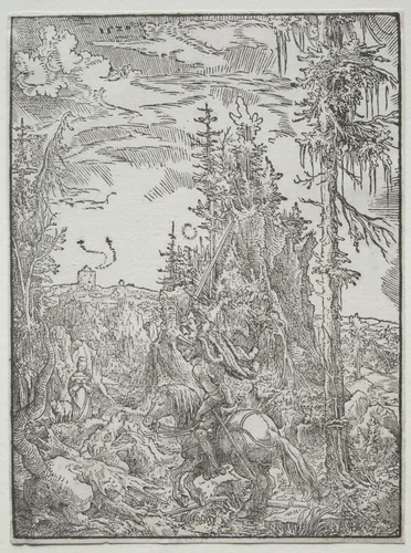 St. George and the Dragon by Wolfgang Huber, print, 1520