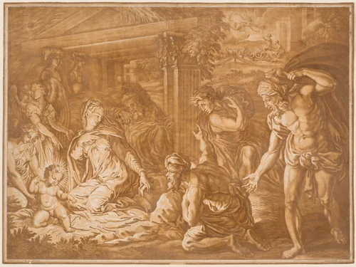 The Adoration of the Shepherds by Elisha Kirkall
Perino del Vaga, print, 1724