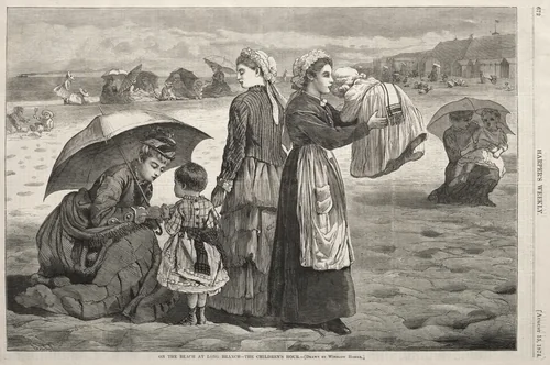 On the Beach at Long Branch - The Children's Hour by Winslow Homer, print, 1874