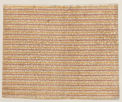 Sheet with overall stripe pattern with squiggly lines by anonymous, print, 1800-1900