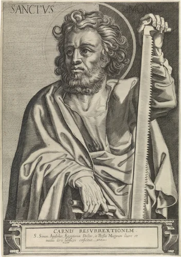 Apostel Simon by Egbert van Panderen, print, 1590-1637