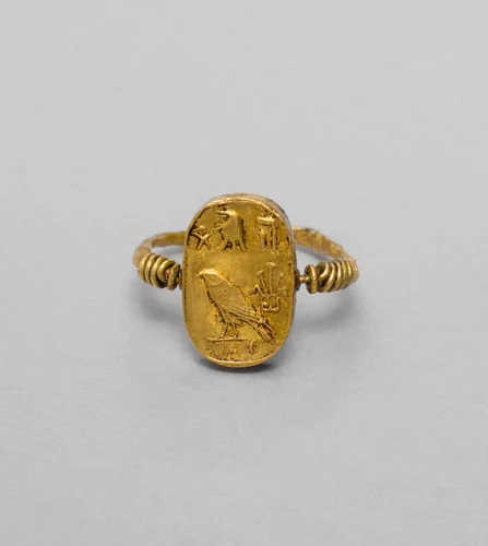 Ring Depicting Isis and Horus by Egyptian, metalwork, -305--30