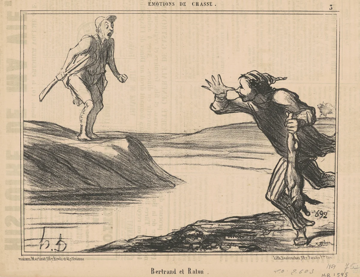 Bertrand et Raton by Honoré Daumier, print, 1854