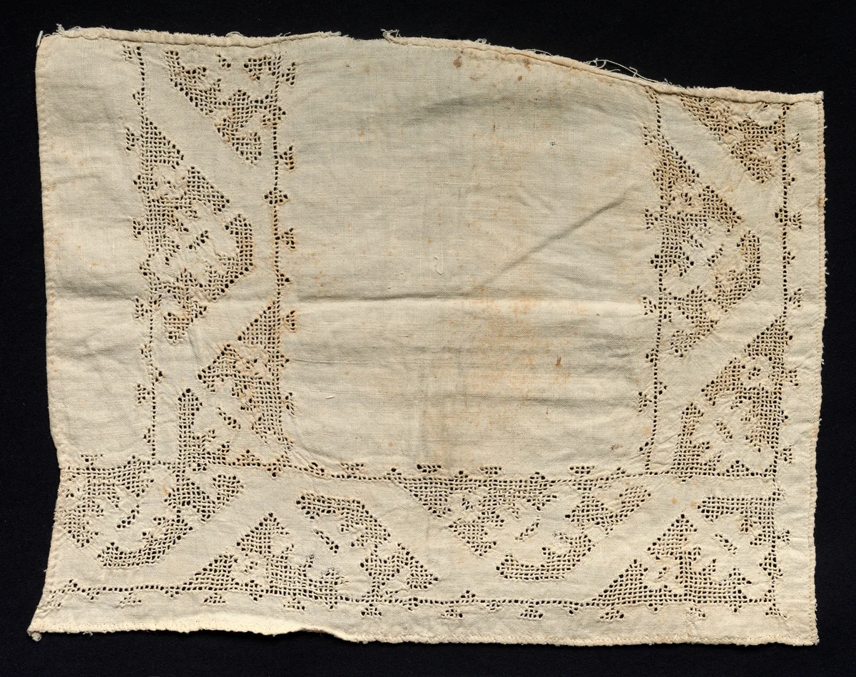 Needlepoint (Drawnwork) Lace Fragment by Unknown, textile, 1500-1699