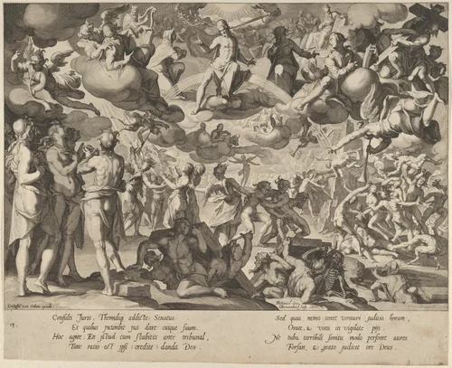 The Last Judgment, plate 13 from "Thronus Justitiae, tredecim pulcherrimus tabulis..." by Willem van Swanenburg, print, 1606