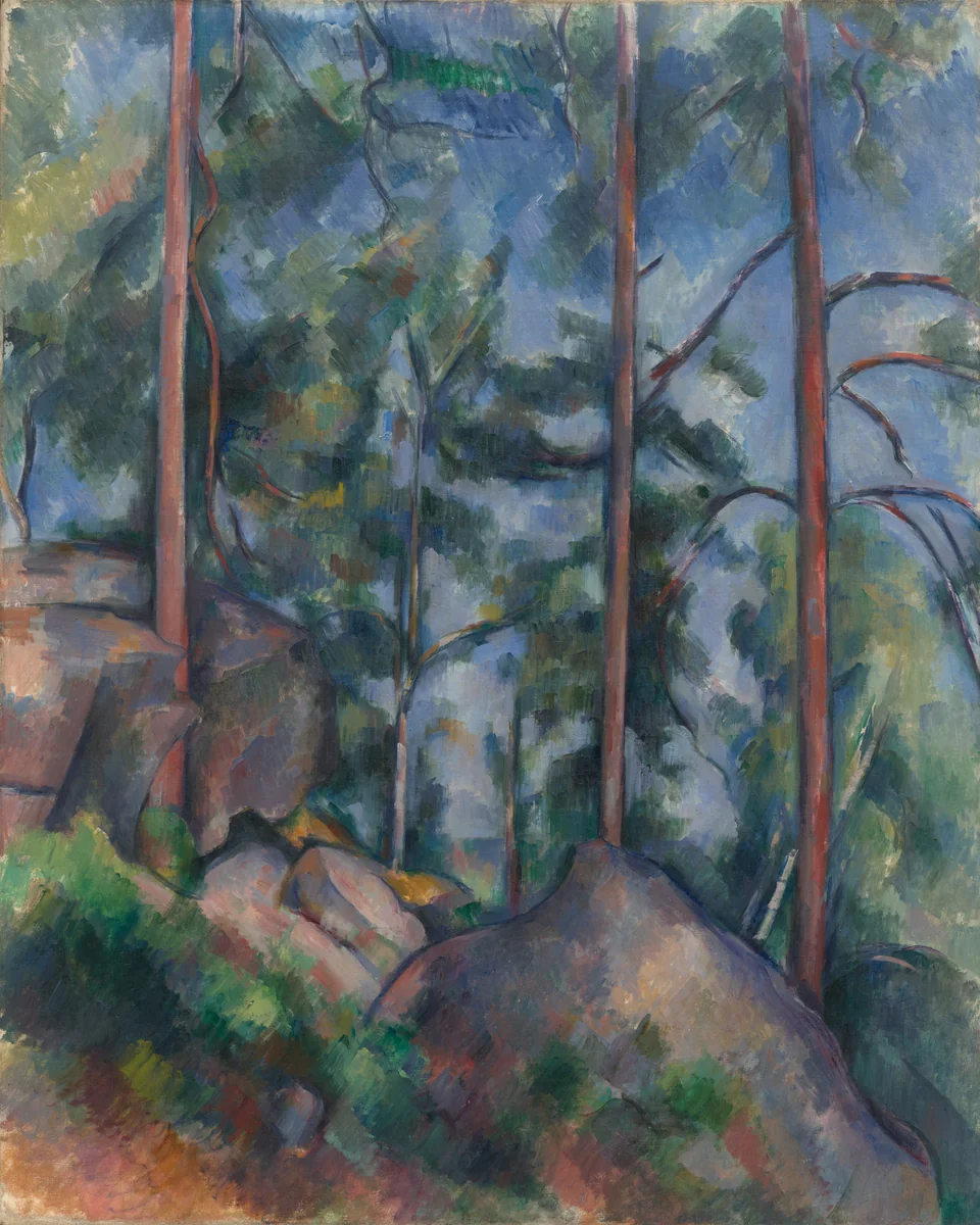 Pines and Rocks (Fontainebleau?) by Paul Cézanne, painting, 1897