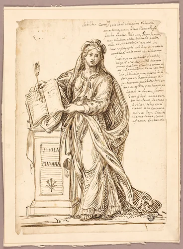 Cumean Sibyl by Bartolomeo Passarotti, drawing, 1549-1592