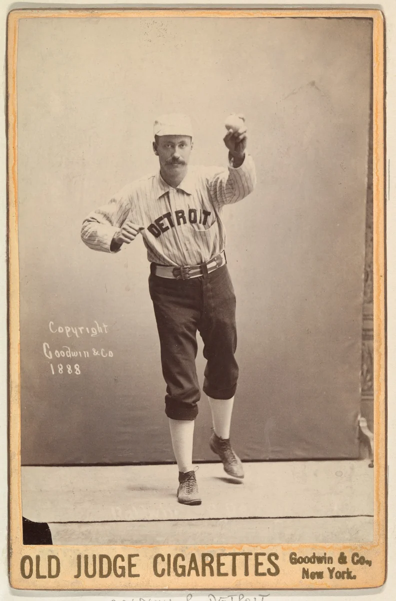Baldwin, Pitcher, Detroit, from the series Old Judge Cigarettes by Goodwin & Company, photograph, 1888