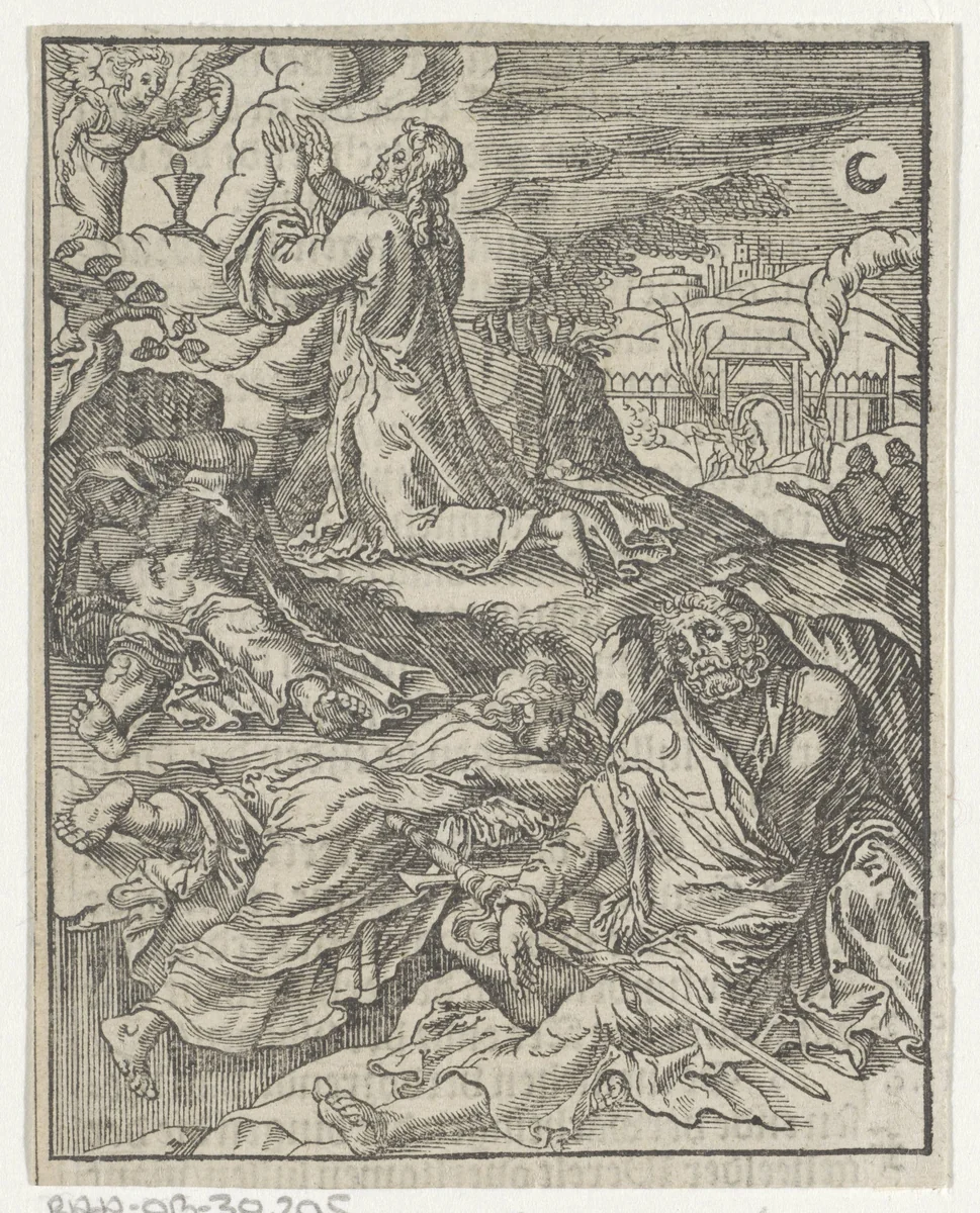 Christus in de hof van Getsemane by Christoffel van Sichem, print, 1648