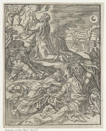 Christus in de hof van Getsemane by Christoffel van Sichem, print, 1648