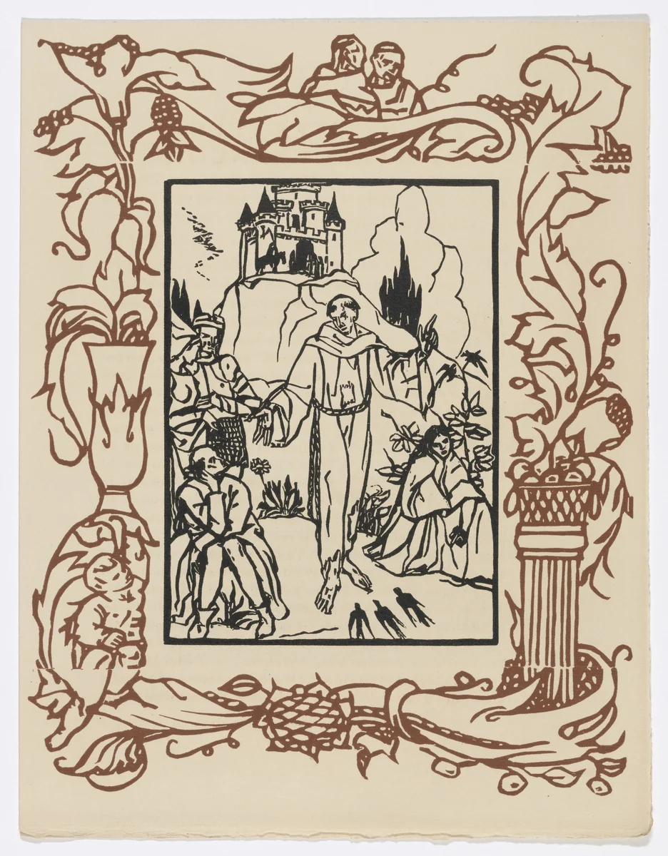 Plate (page 97) from Les Petites Fleurs de St. François (The Little Flowers of St. Francis) by Émile Bernard, illustrated book, 1928