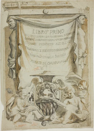 Design for Title-Page for Guitar Manual by Ferdinando Valdambrini by Unkown artist, drawing, 1600-1699