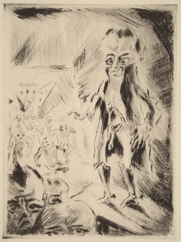 Scene in the Cafe with the Cripple by Walter Gramatté, print, 1918