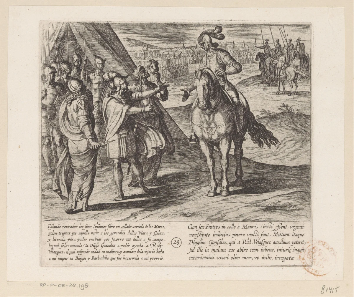 Ruy Velazquez weigert de zonen van Lara te helpen by Antonio Tempesta, print, 1612