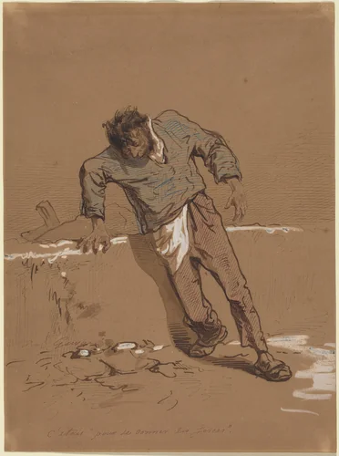 C'etais "pour se donner des forces" by Paul Gavarni, drawing, 1840-1850