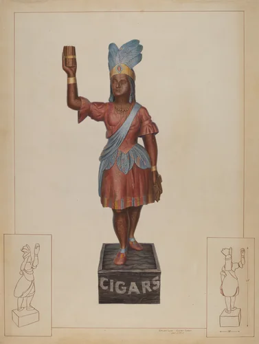 Cigar Store Indian by Edward Loper, index of american design, 1937