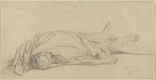 The Dead Caesar by Jean-Léon Gérôme, drawing, 1859