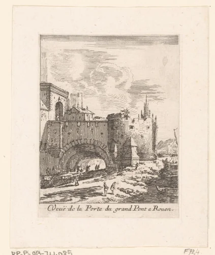 Gezicht op een haven in Rouen by Israël Silvestre, print, 1631-1661