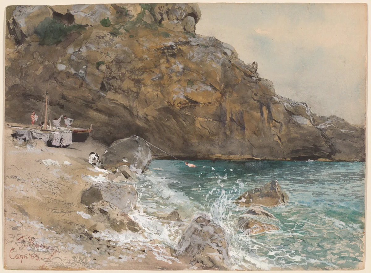 The Beach at Marina Piccola, Capri by Franz Skarbina, drawing, 1883
