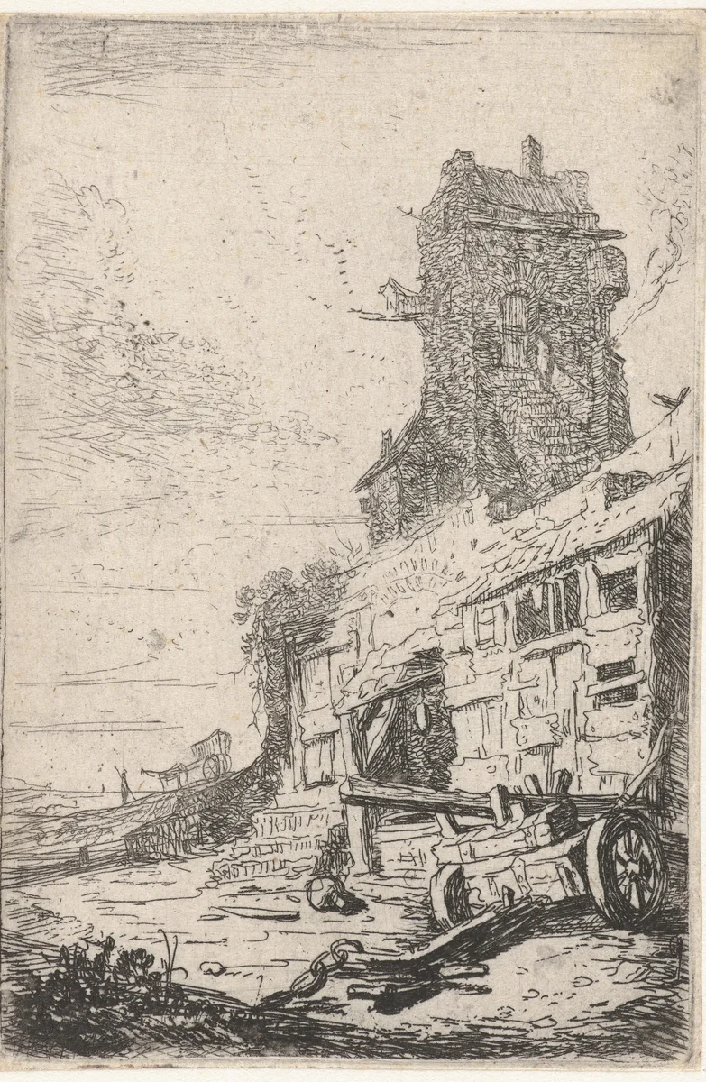 Vervallen huis by Bartholomeus Breenbergh, print, 1639-1640