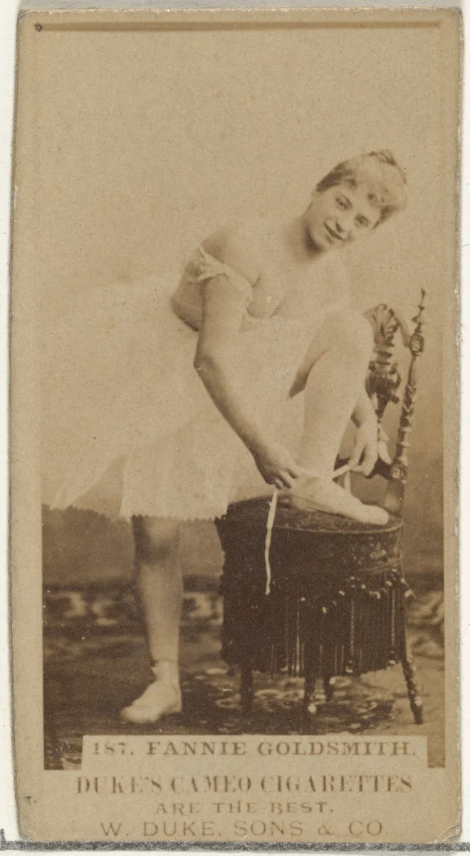 Card Number 187, Fannie Goldsmith, from the Actors and Actresses series (N145-5) issued by Duke Sons & Co. to promote Cameo Cigarettes by W. Duke, Sons & Co., photograph, 1880-1889