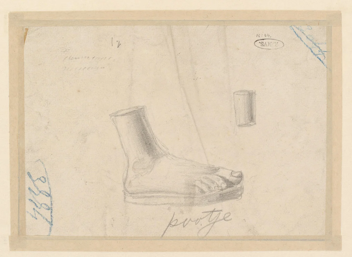 Studie naar een gipsmodel van een voet by Christiaan Cornelis Kannemans, drawing, 1822-1884