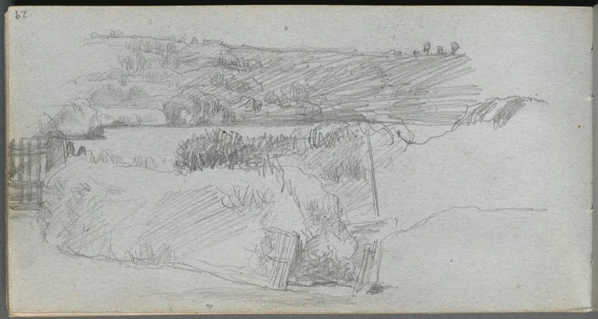 Sketchbook, page 29: Landscape Study by Ernest Meissonier, book, 1860-1869